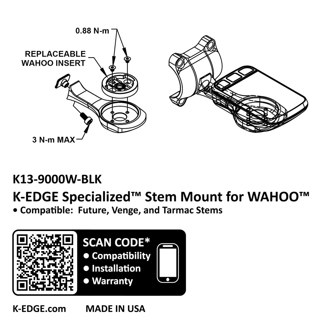 K-Edge Computer Mounts K-Edge Specialized Future Direct Stem Mount For Wahoo 850027128177