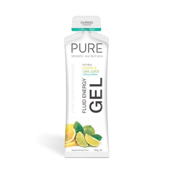 PURE Food &amp; Drinks Lemon &amp; Lime + 30mg Caffeine Pure 50g Fluid Energy Gel 9421905238212