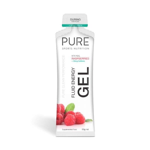 PURE Food &amp; Drinks Raspberries + 30mg Caffeine Pure 50g Fluid Energy Gel 9421903716699