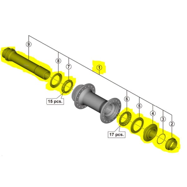 SHIMANO Axles Cones Q/R Skewers Shimano HB-MT400-B Complete Hub Boost Axle 4550170507381