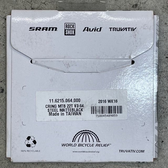 Truvativ Chainrings - MTB SRAM/Truvativ V3 64/4 Steel Chainring / 22t 710845409059